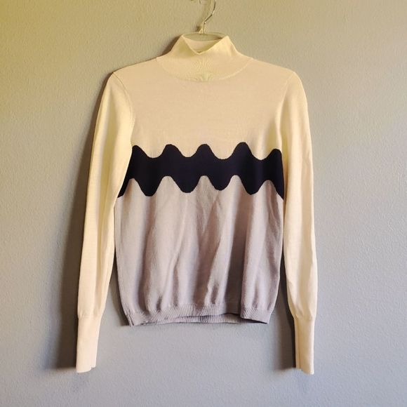 Uniqlo x marimekko wave abstract graphic wool long sleeves high neck Sweater - Picture 1 of 8